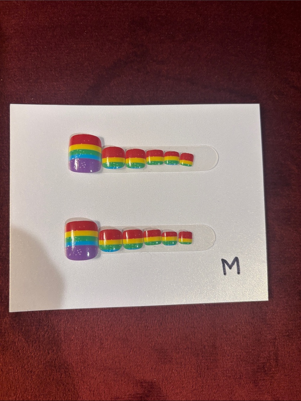 Kids Rainbow Stripe Press-On Toe Nails - Multi Color